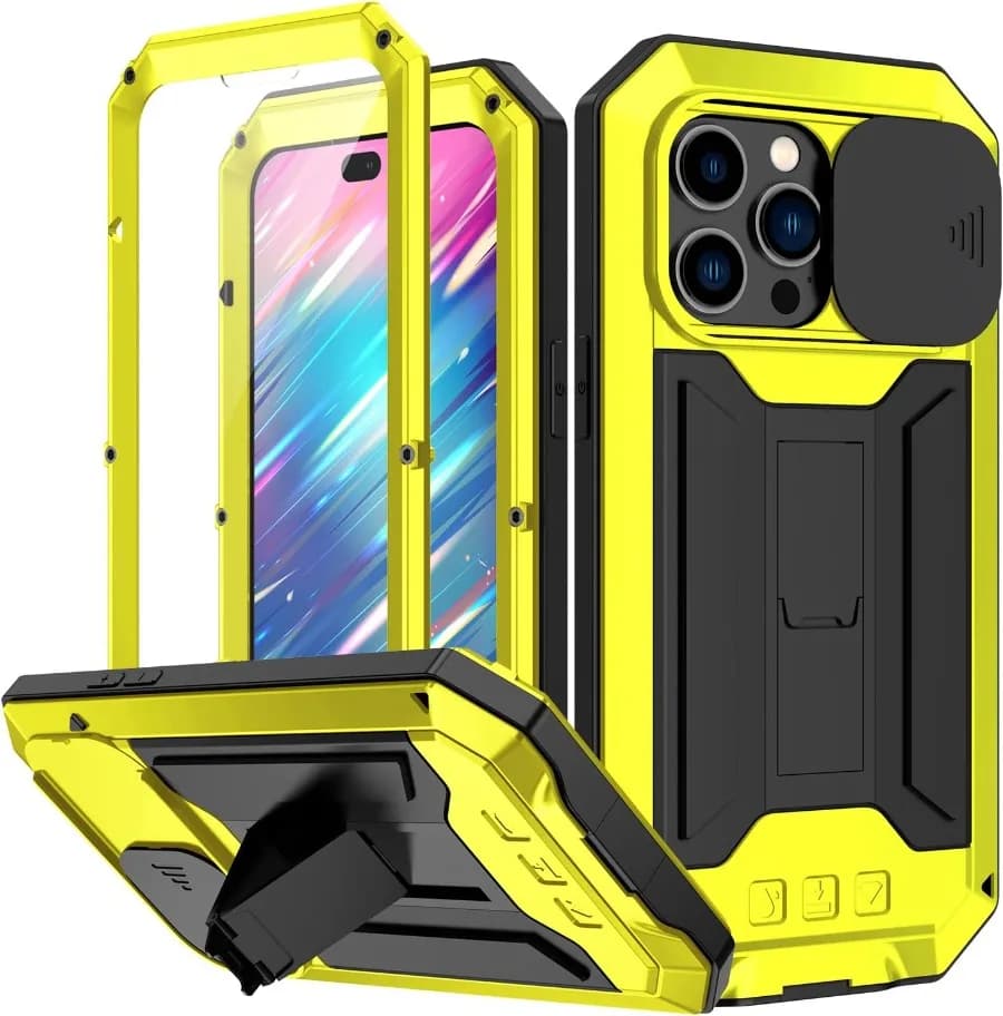 Custodia per telefono con armatura in metallo per iPhone 14 Pro Max 14 Plus Custodia per fotocamera antiurto con guscio Doom resistente di lusso con vite in alluminio