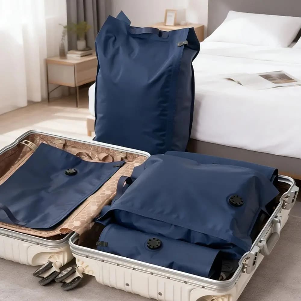 Dustproof Hand Roll Vacuum Bag Waterproof Moisture-Proof Luggage Organizer Space Saving Portable Vacuum Compression Bag