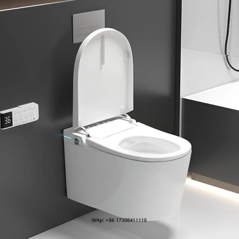 High Range Modern Smart Toilet with Automatic Functions and Remote Control, P-Trap Discharge for Hygienic Bath