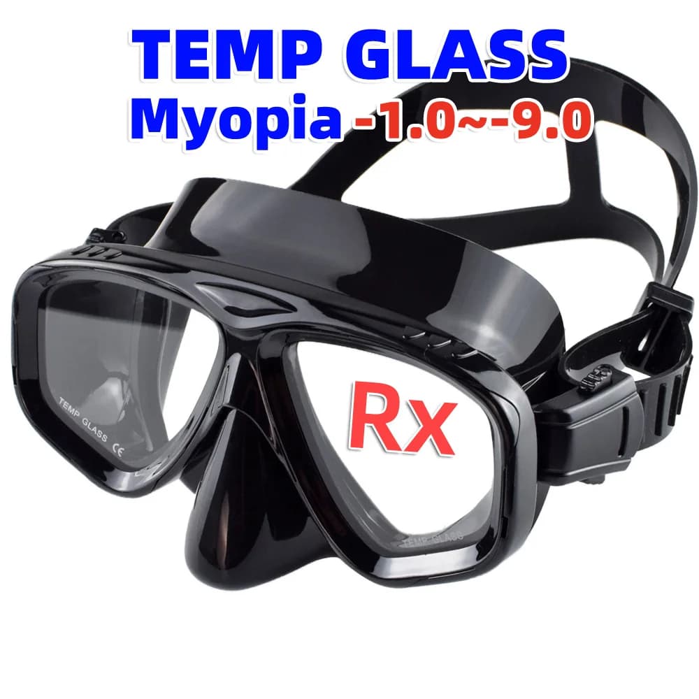 Maschera subacquea Ottica Miopia Miopia Vetro subacqueo Scuba Nuoto Googles Occhiali temperati Lettura miope da -1.0 a -9.0
