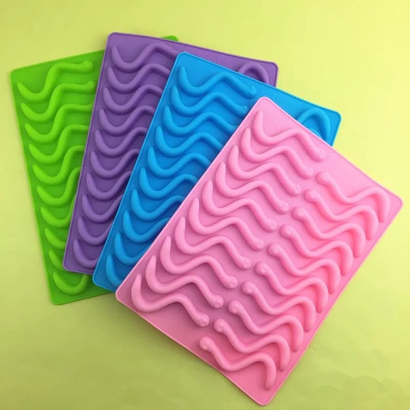 Stampo in Silicone a Forma di Piccolo Serpente per Simulazione Continua, Stampo per Cioccolato, Zucchero Decorativo e Ghiaccio, per Cottura e Pasticceria