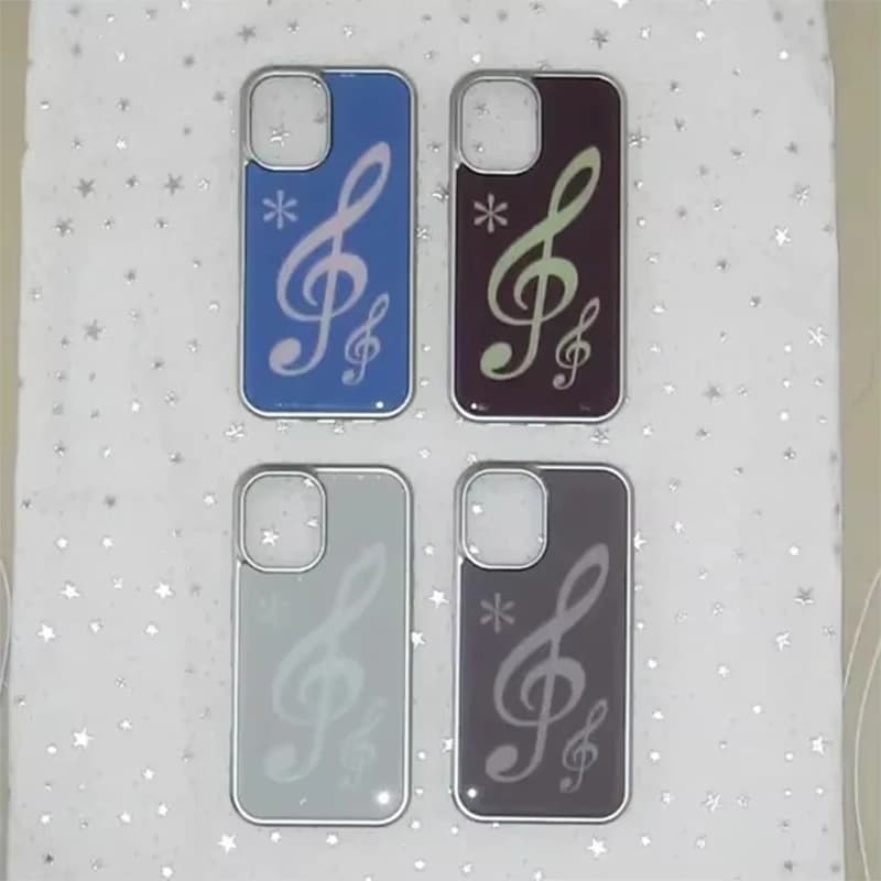 Korean fashionable phone case with musical note, galvanized and drop glue, for iPhone 17 Air 16 Pro Max 15 14 Plus 13 12 Pro 11 Cover Rear