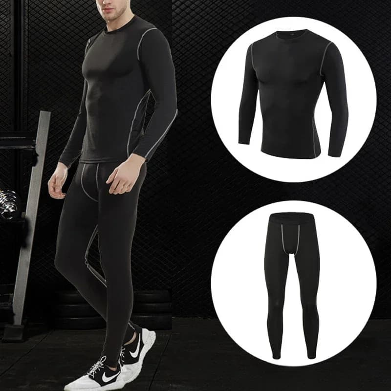 1pcs Men Long-sleeved Thermal Underwear Male Tight Fitting Fast Dry Elastic Fitness Suit Set Man Autumn Winter Sprots Wear