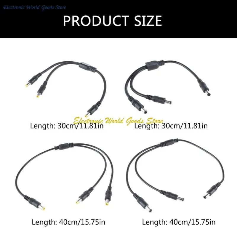 Cavo di alimentazione DC5521/DC5525 5,5x2,5 mm/5,5x2,1 mm Cavo connettore da 1 a 2 Cavo sdoppiatore a Y per ventola di telecamere di sicurezza