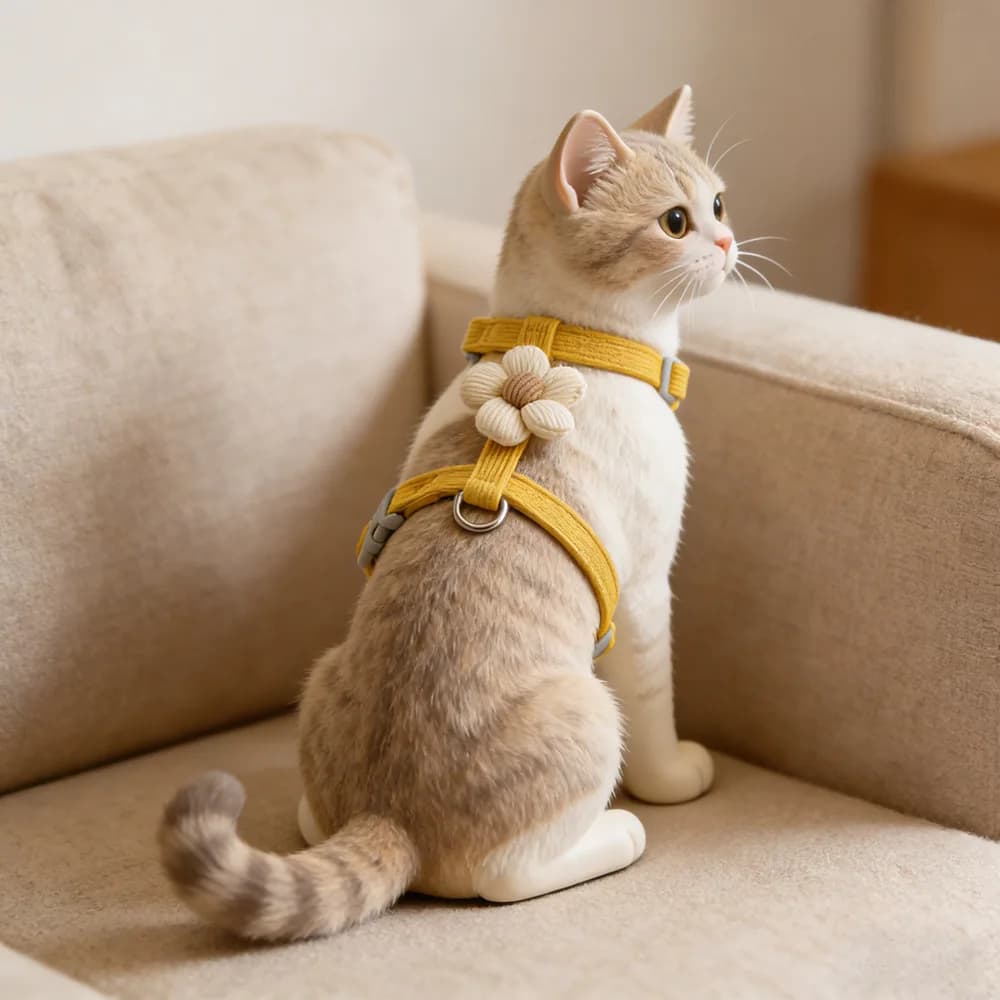 flowers pet chest harness leash 2-piece set, comfortable breathable mesh cat chest harness, anti-escape dog chest harness