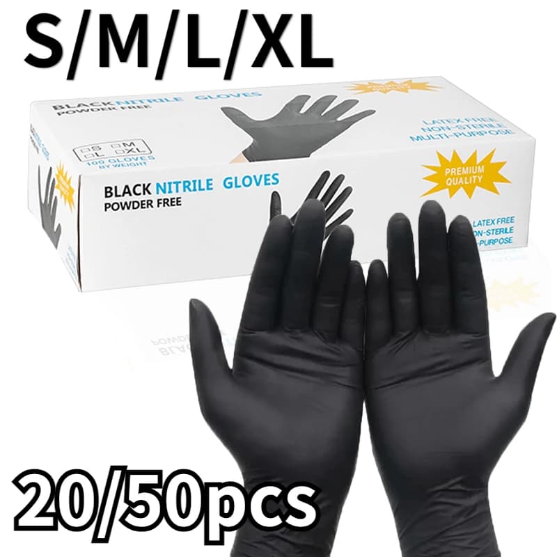 20/50PCS Guanti in nitrile nero addensato durevole guanti in nitrile impermeabili pulizia della casa riparazione auto tintura dei capelli strumenti del tatuaggio
