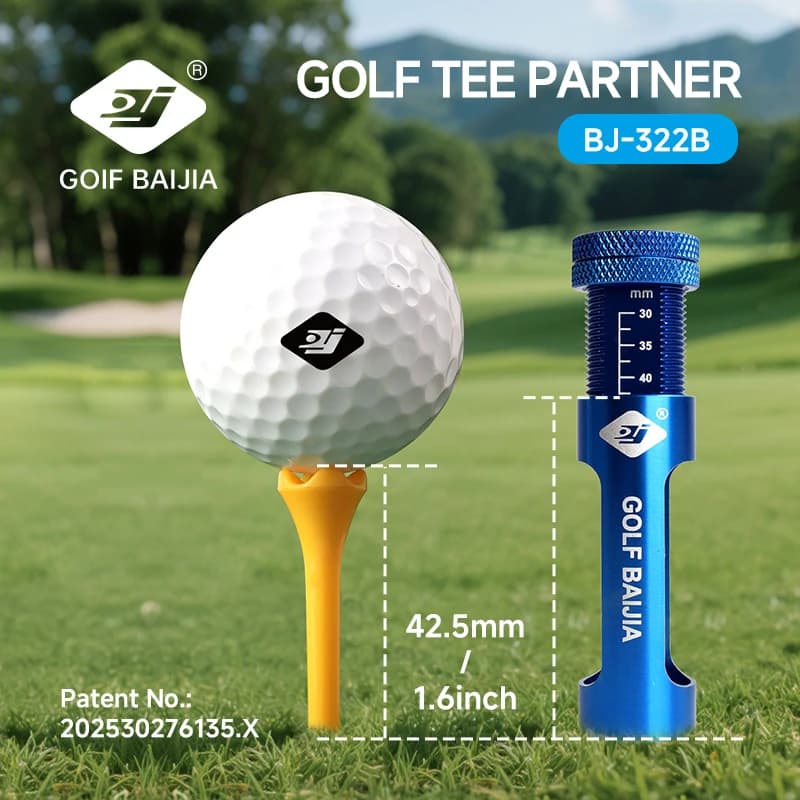 Blue Golf Tee Partner Adjusting Tool for Precise Height Setting to Enhance Ball Flight Distance