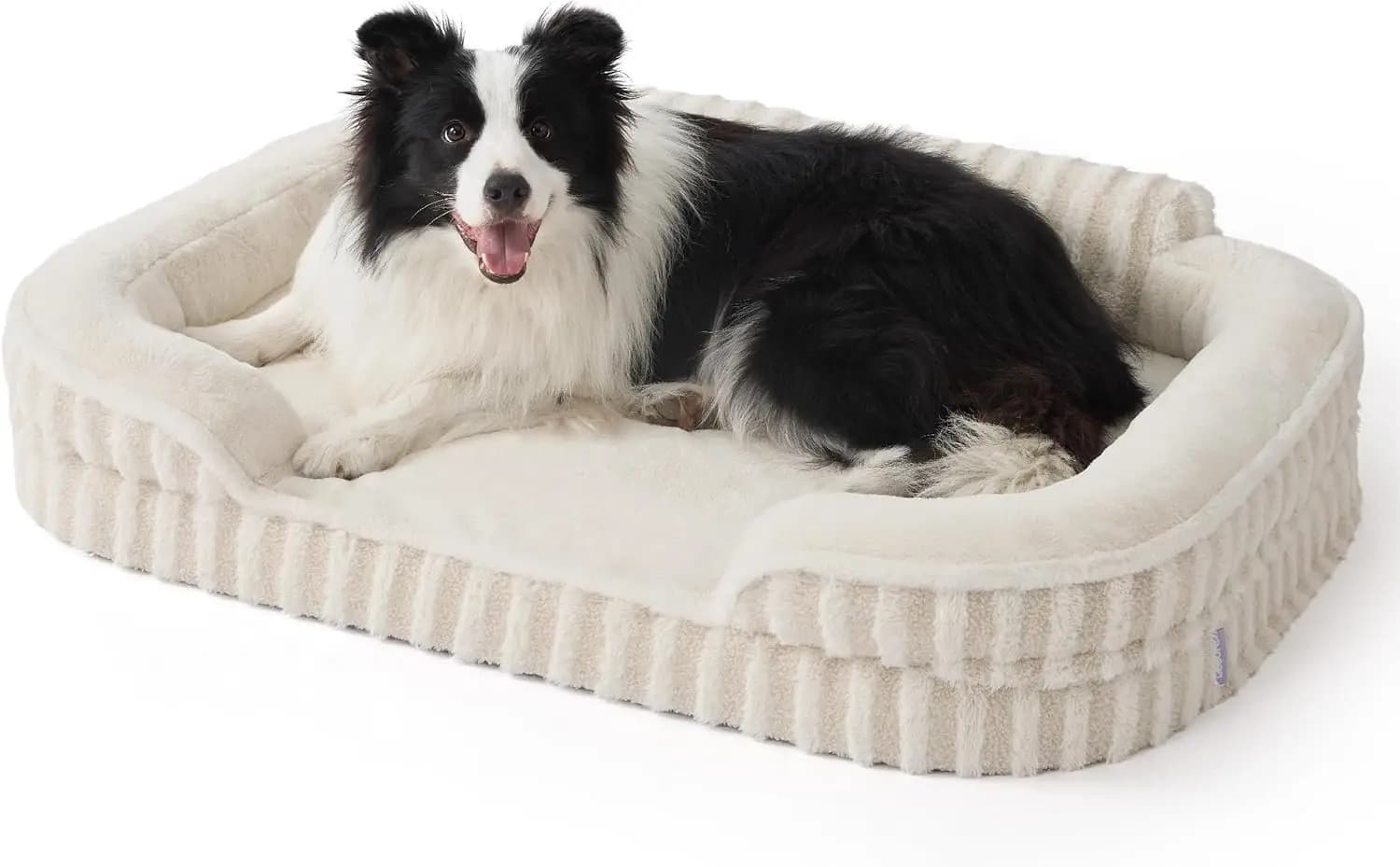 Extra large orthopedic dog bed with waterproof cover, square foam sofa for anti-slip eggs for large dogs, washable beige