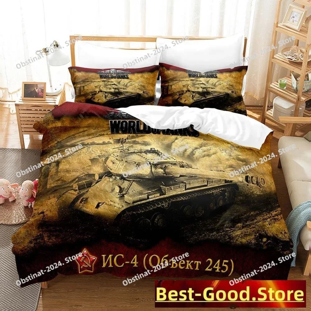 World Of Tanks Bedding set Printed Duvet Cover Pillowcase Single Double Queen Super King Size Sets