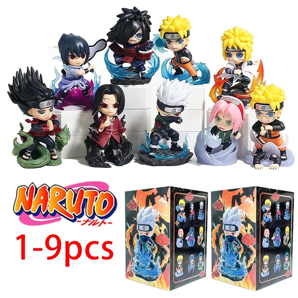 Set di Action Figure Naruto Blind Box, Versione Q in PVC, Statuette Anime di Uzumaki, Sasuke, Itachi, Kakashi, Modelli da Collezione, Regalo da Scrivania