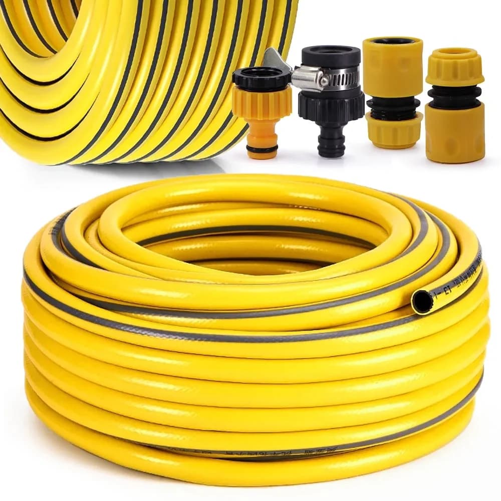 Tubo Flessibile in PVC Giallo Anti-UV da 1/2 Pollice per Irrigazione, Lavaggio Auto, Giardino, Prato, Piante, Kit Connettore Rapido per Irrigazione Esterna