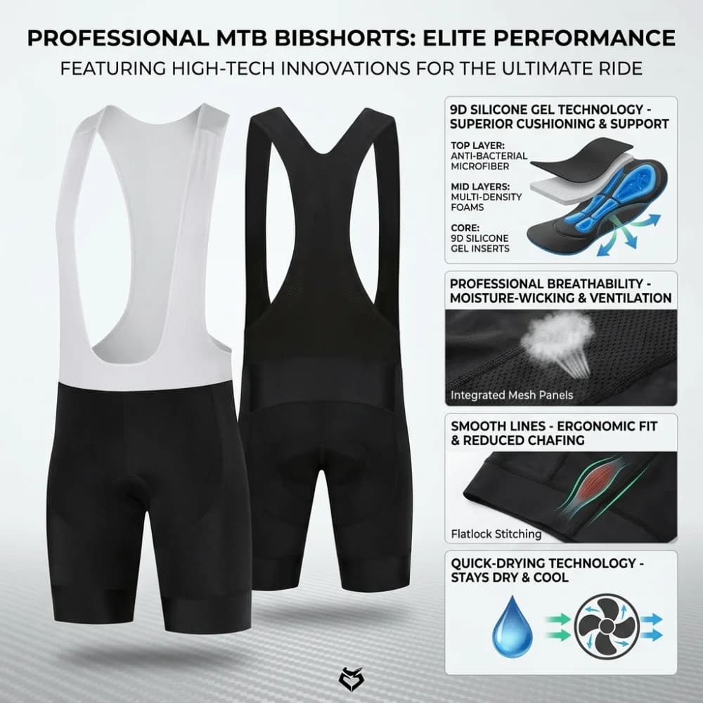 Pantaloncini da Ciclismo Neri Senza Cuciture per Uomo, con Imbottitura in Gel 9D Traspirante, Abbigliamento da Bici, Pantaloncini Aderenti per Bicicletta e Gravel Bike