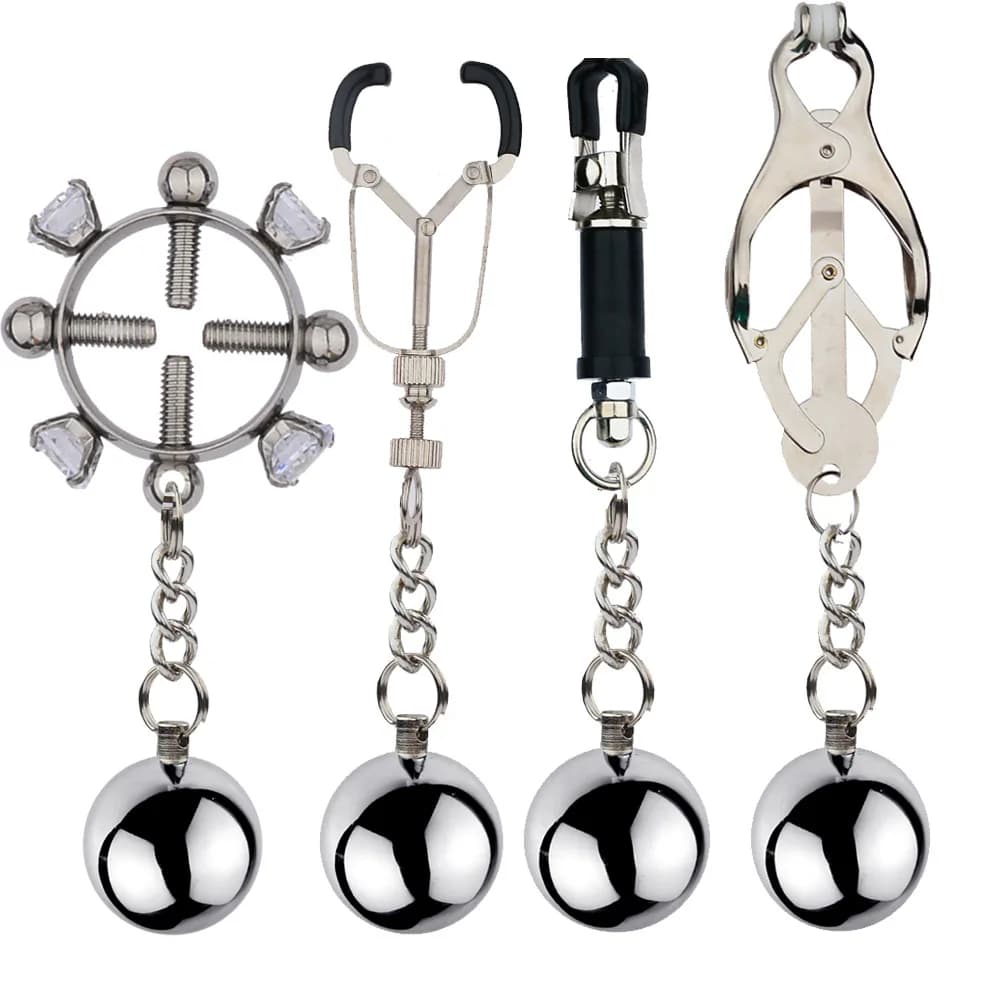 SM Clip per seno in metallo Palla a gravità Ciondolo con cuscinetto per peso Clip Yin Clip per capezzoli Clip per latte Giocattoli sessuali per coppie