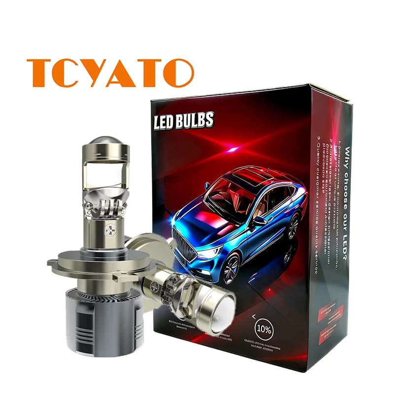 2PCS 100W H4 LED Len Mini Lampadine per fari Super Bright 50000LM Bi-LED Lenti per proiettori H4 Faro abbagliante e anabbagliante per auto Moto