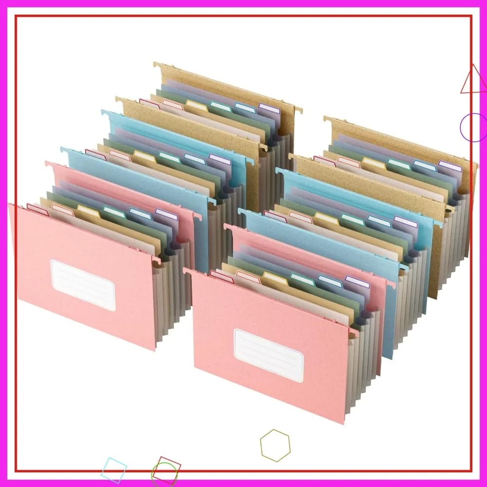 Cartelle Espandibili in Paglia di Grano, 3 Colori, Organizzatore Grande Capacità Formato Letter per Armadietto Portadocumenti, Senza BPA