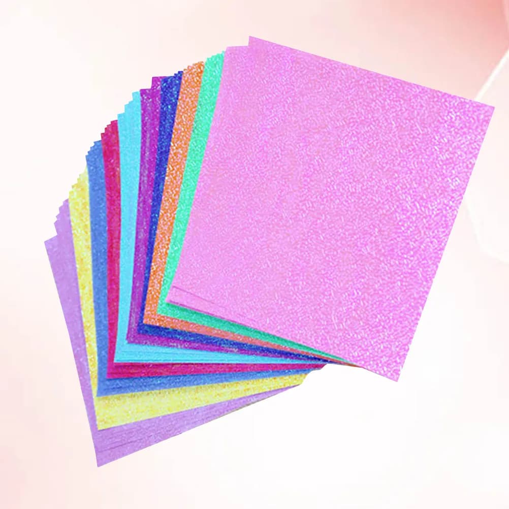 100Pcs Handmade Paper Flash Shining Folding Origami 25x25cm Pearlescent Colorful DIY Craft Paper for Wedding Invitations