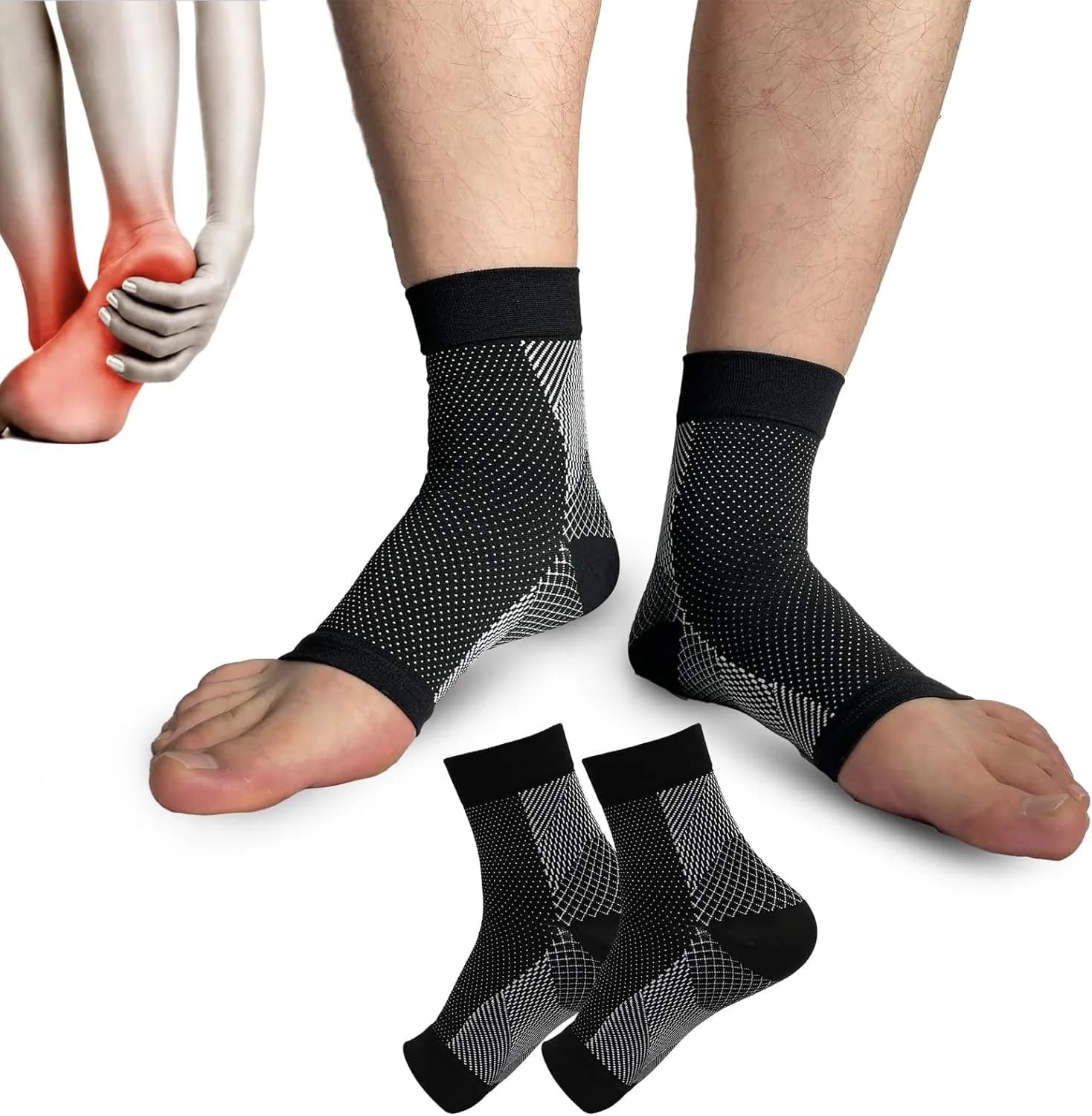 1 paio di calze per neuropatia, compressione per caviglia, calze a compressione lenitive 20-30 mmHg, supporto per caviglia