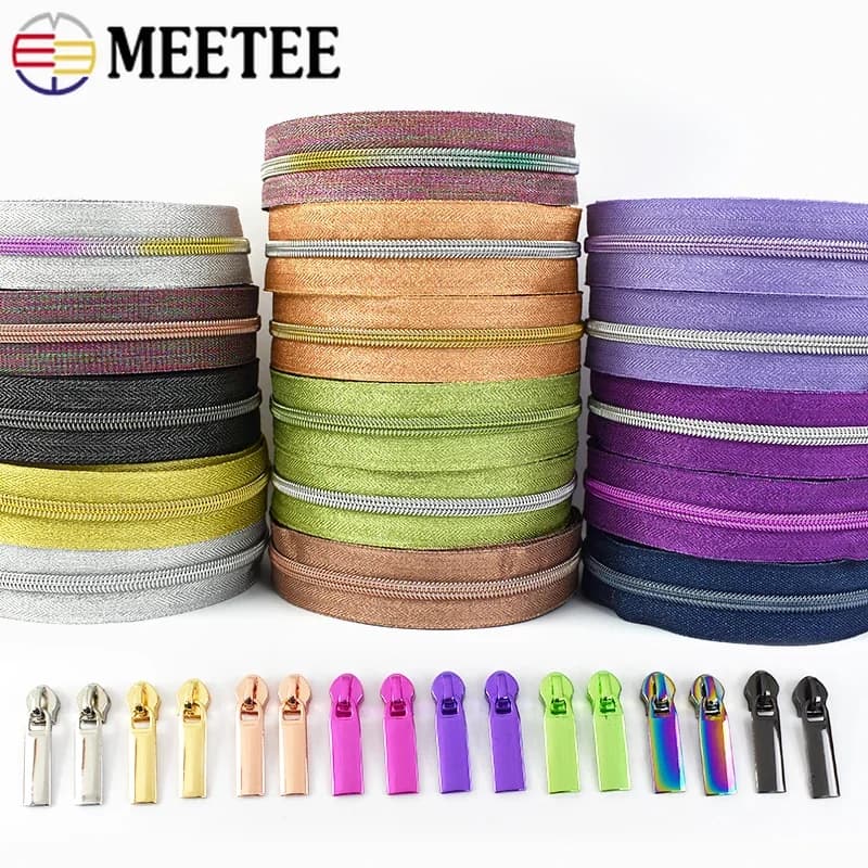 1-5M 5 # Cerniere in nylon per metro con estrattore per cursore per cerniera Cerniera a bobina in plastica Borsa per testa Portafoglio Chiusura con cerniera Accessorio per cucire per indumenti