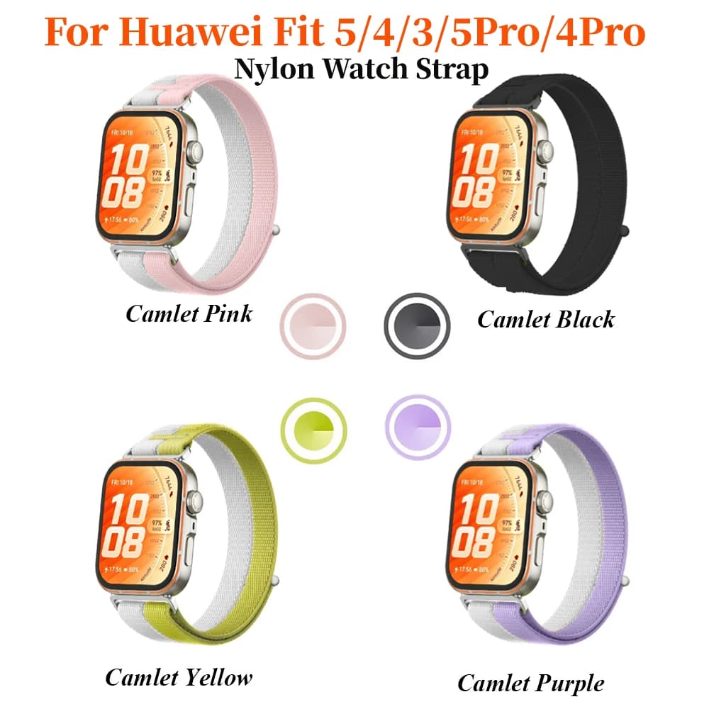 Soft Skin Breathable Yarn Nylon Watch Band For Huawei Watch Fit5 Fit5Pro Fit4 Fit4Pro Fit3 Adjustable Velcro Replacement Strap