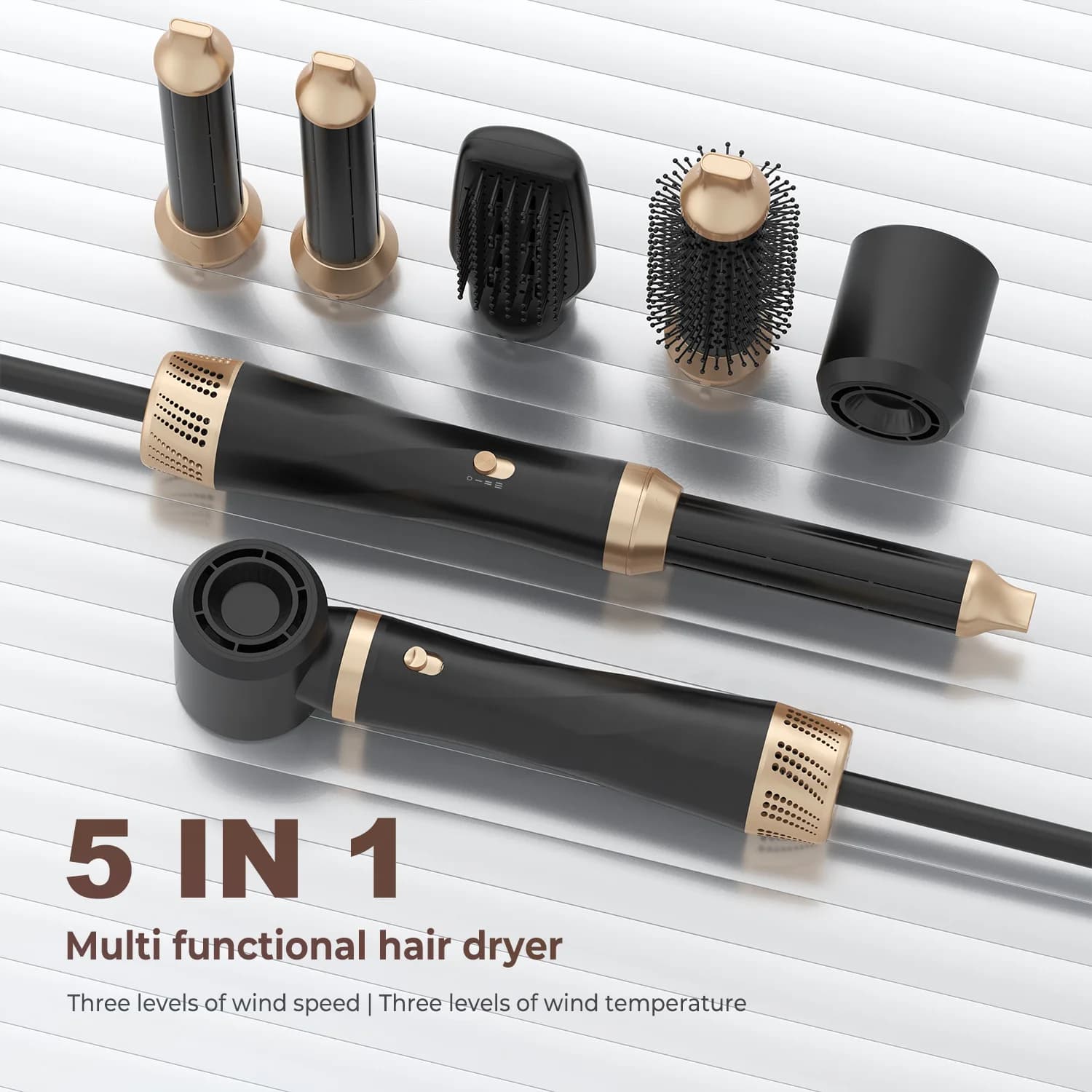 Vendita calda Asciugacapelli Ferro arricciacapelli automatico Piastra per capelli Asciugacapelli multifunzionale Set di pettini ad aria calda 5 in 1