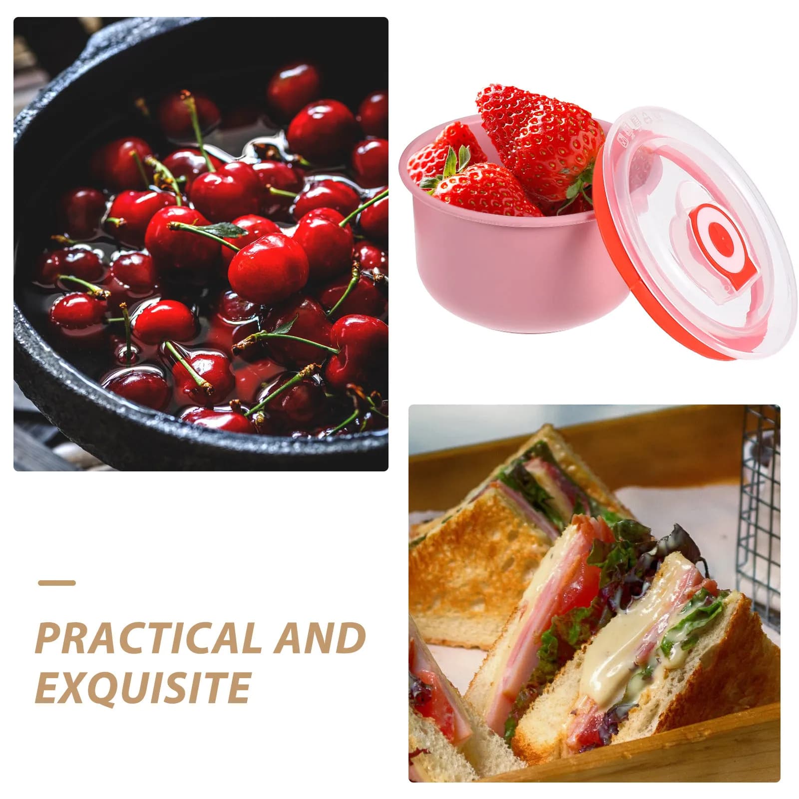 Set di 3 Contenitori Ermetici in Plastica Versatili per Dispensa, Preparazione Pasti, Frutta, Verdura, Avanzi, Frigorifero