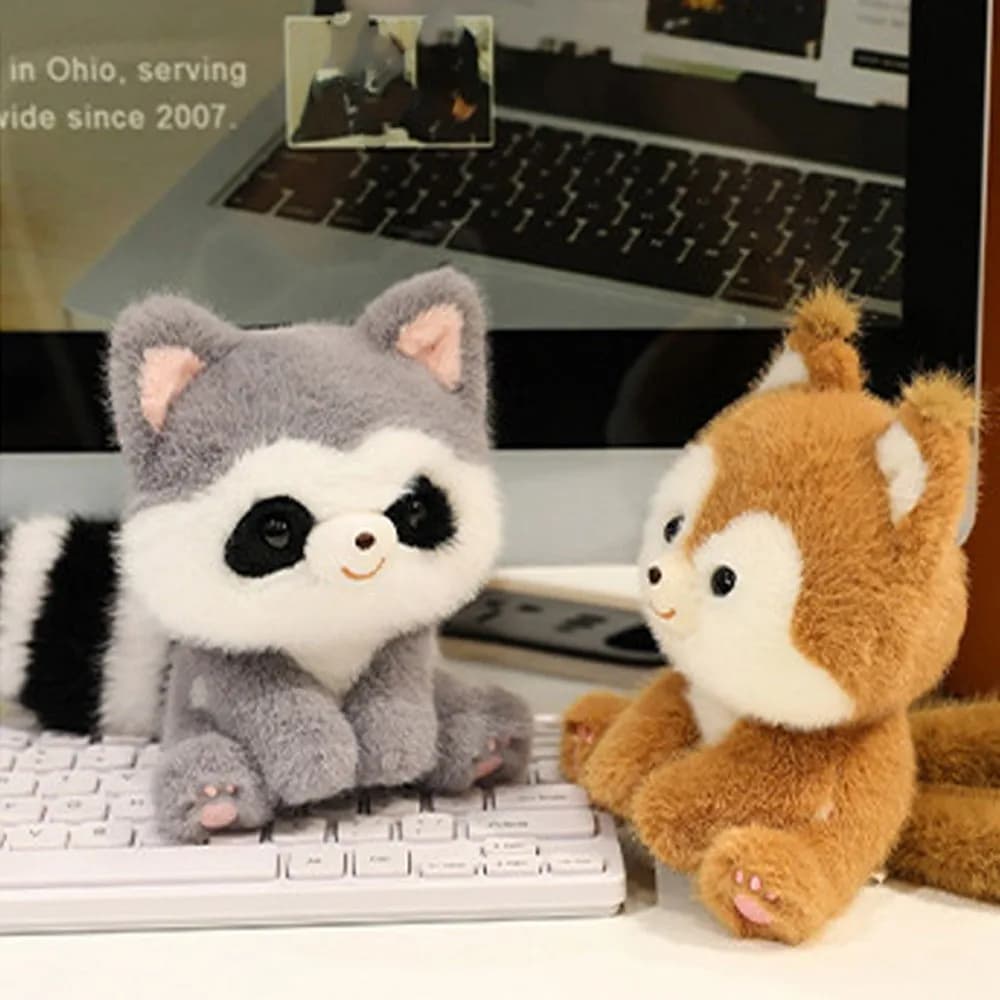 Regalo di Compleanno: Cuscino da Polso a Forma di Animale Seduto, Peluche di Procione Cartoonesco Morbido