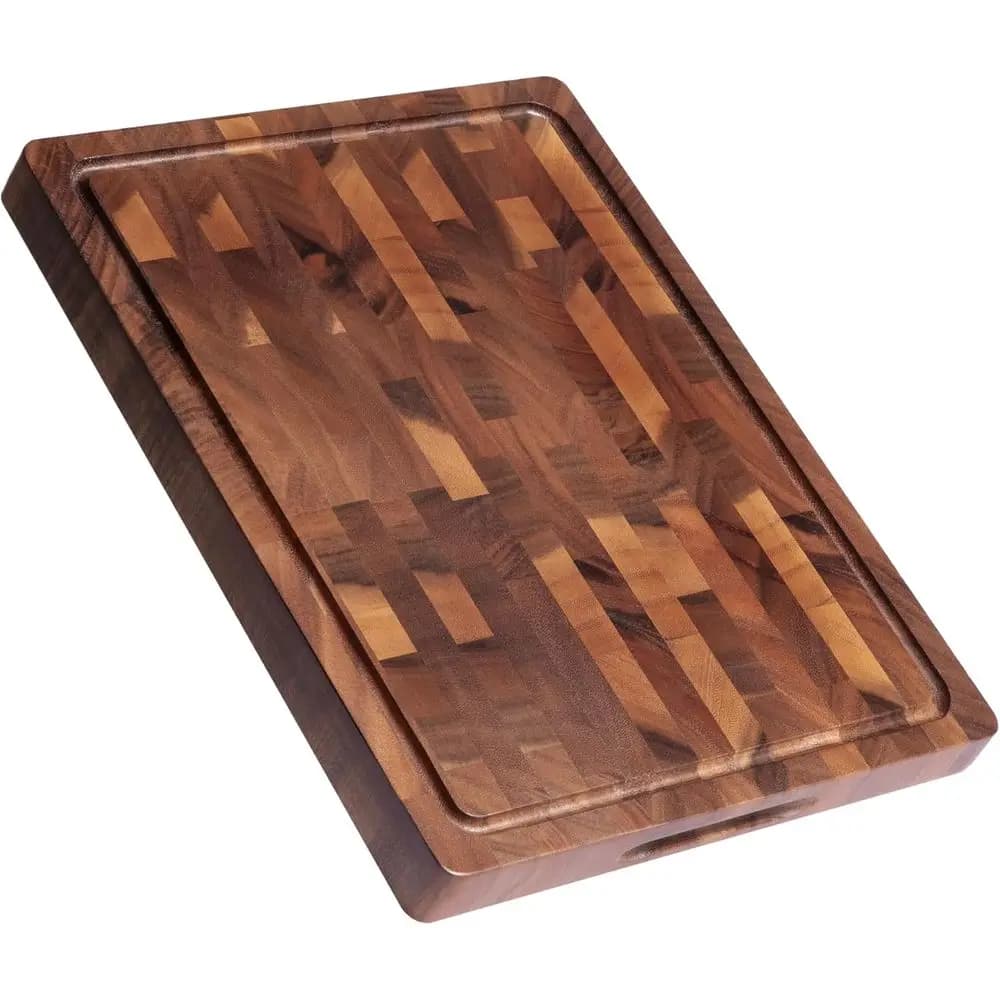 Double-sided large cutter, Cross-grained wood cutting board with handle, for cold cuts, Pasti preparation and service, 17×13×