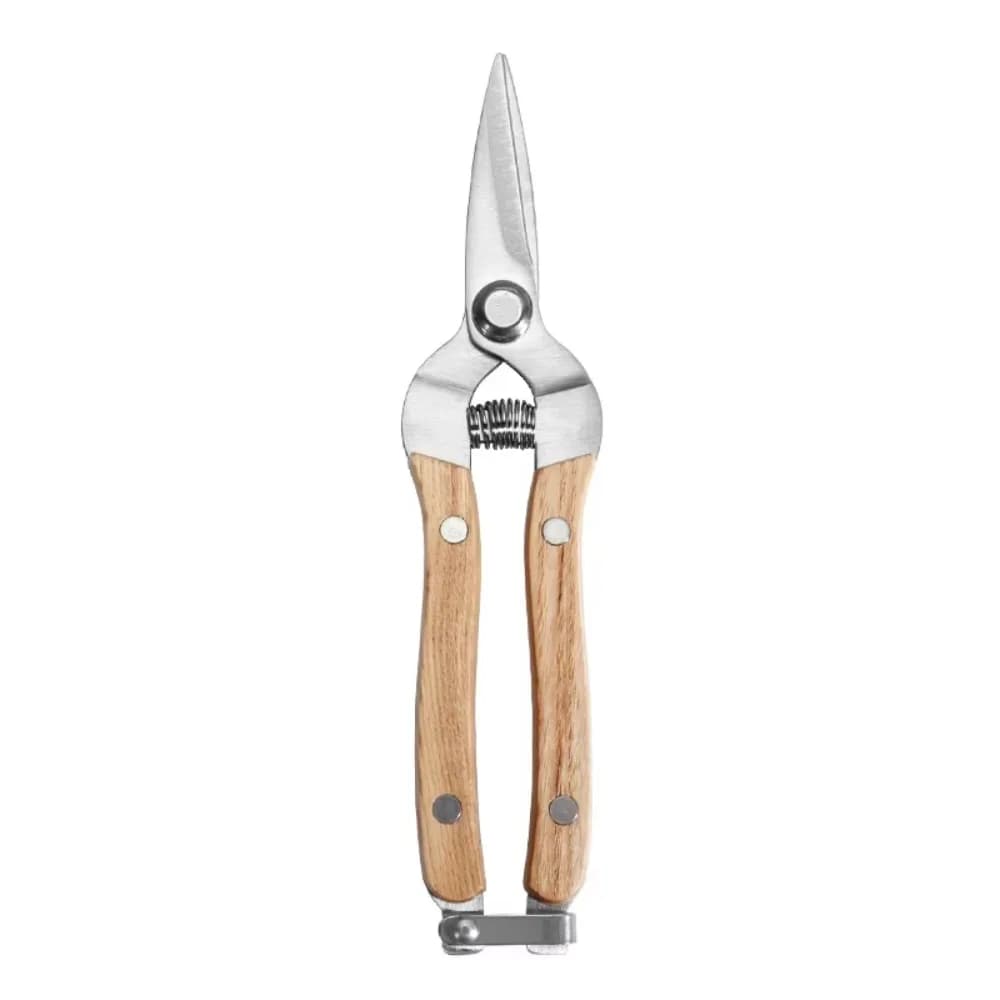 Stainless Steel Power Scissors with Wood Handle, Straight Head/Sweet, Multifunctional Copper Trimmer