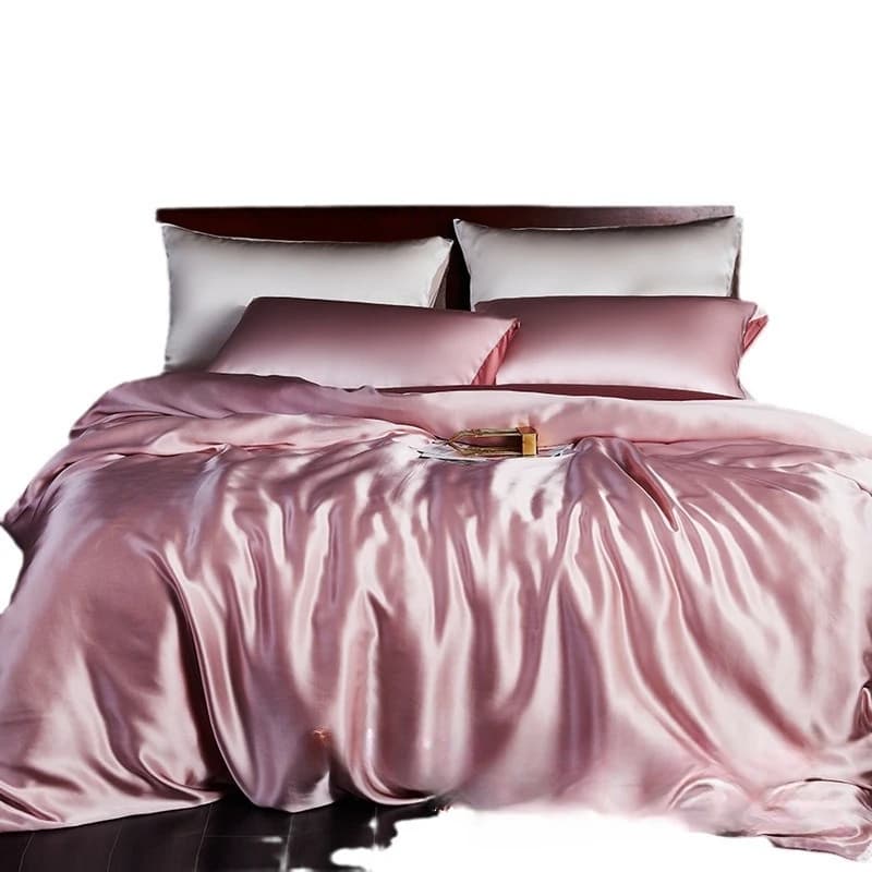 Set of four pieces in silk, summer, duvet cover with fresh and silky sheet in mulberry silk