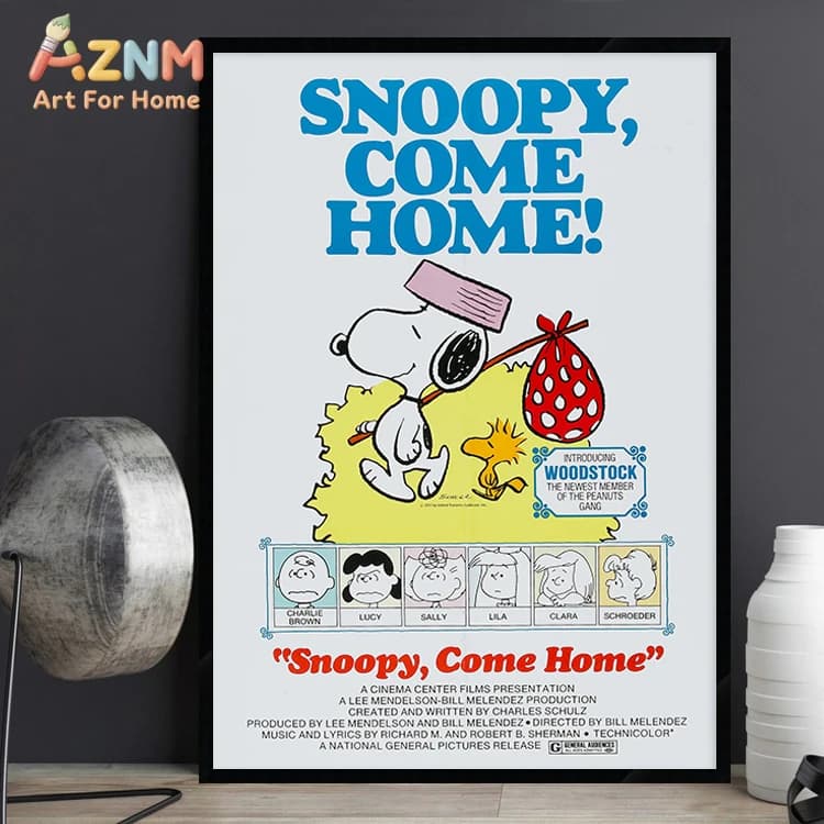 Snoopy Peanut Comics Snoopy Poster Decoration Painter Dining Room Bedroom Bedhead Cute Wall Canvas Painting