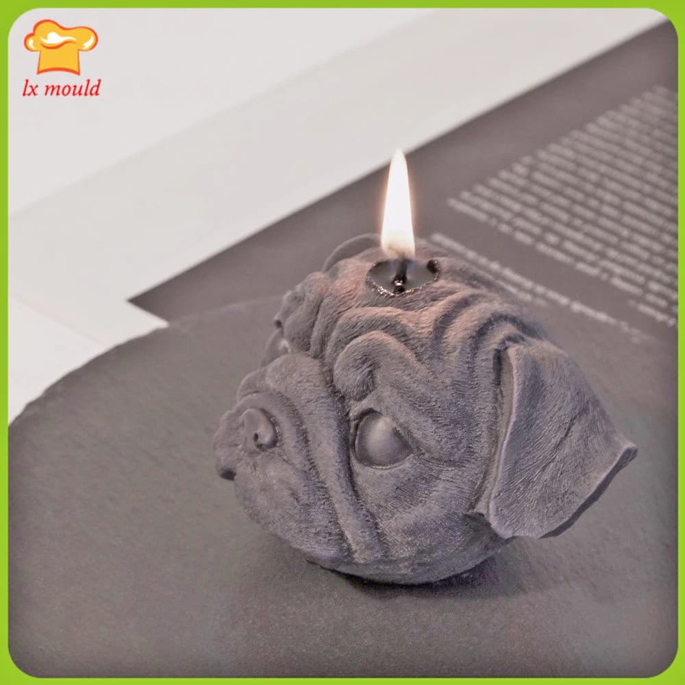 Stampi in silicone per candele con testa di cane 3D Shar Pei Stampo in silicone per sapone gelato con cera per animali domestici Shar Pei