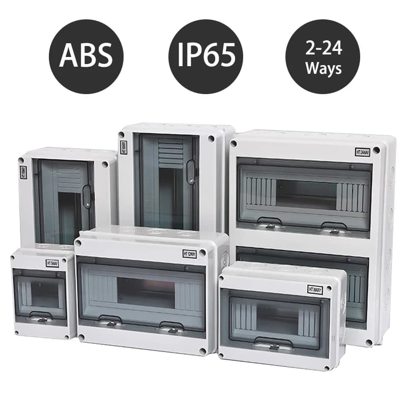 Ningle box series HT 2/3/5/8/12/15/18/24WAY PC External electric waterproof distribution box in plastic IP65