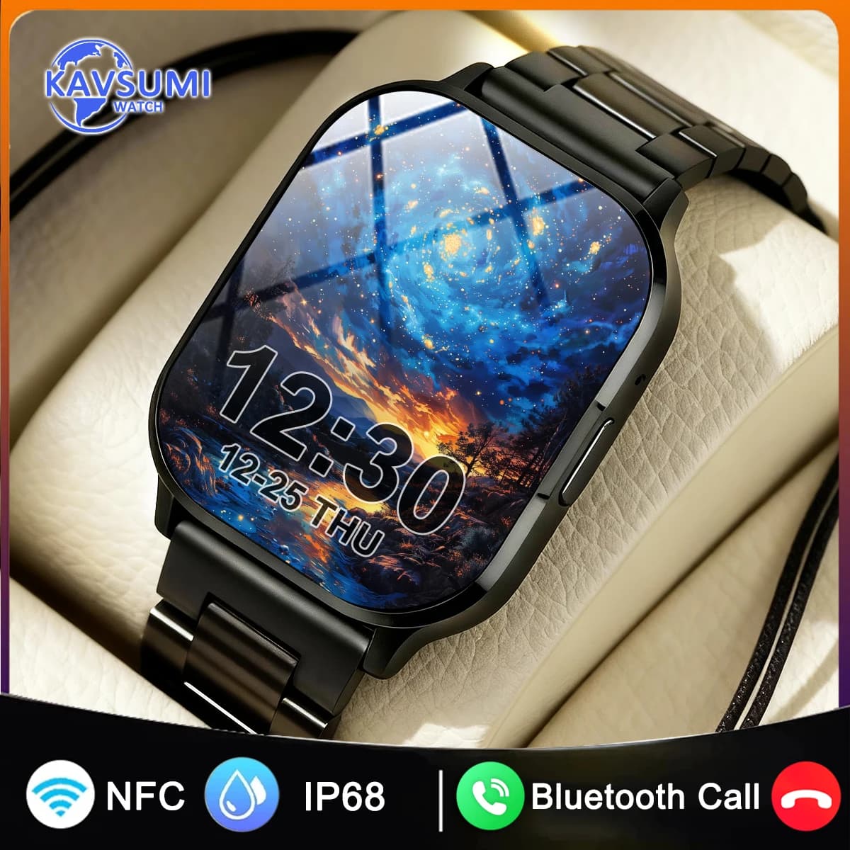 Ultra Slim Smart Watch Man Woman Screen Always View Time Sports Bracelet Bluetooth Fashion Smartwatch Health Custom Dial