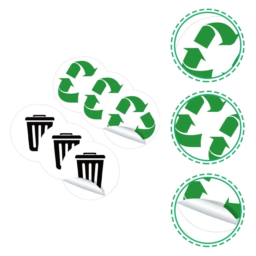 3Sets Recycling Stickers for Trash Cans Waterproof PVC Garbage Sort Labels Easy Peel and Stick Decals for Bins Containers