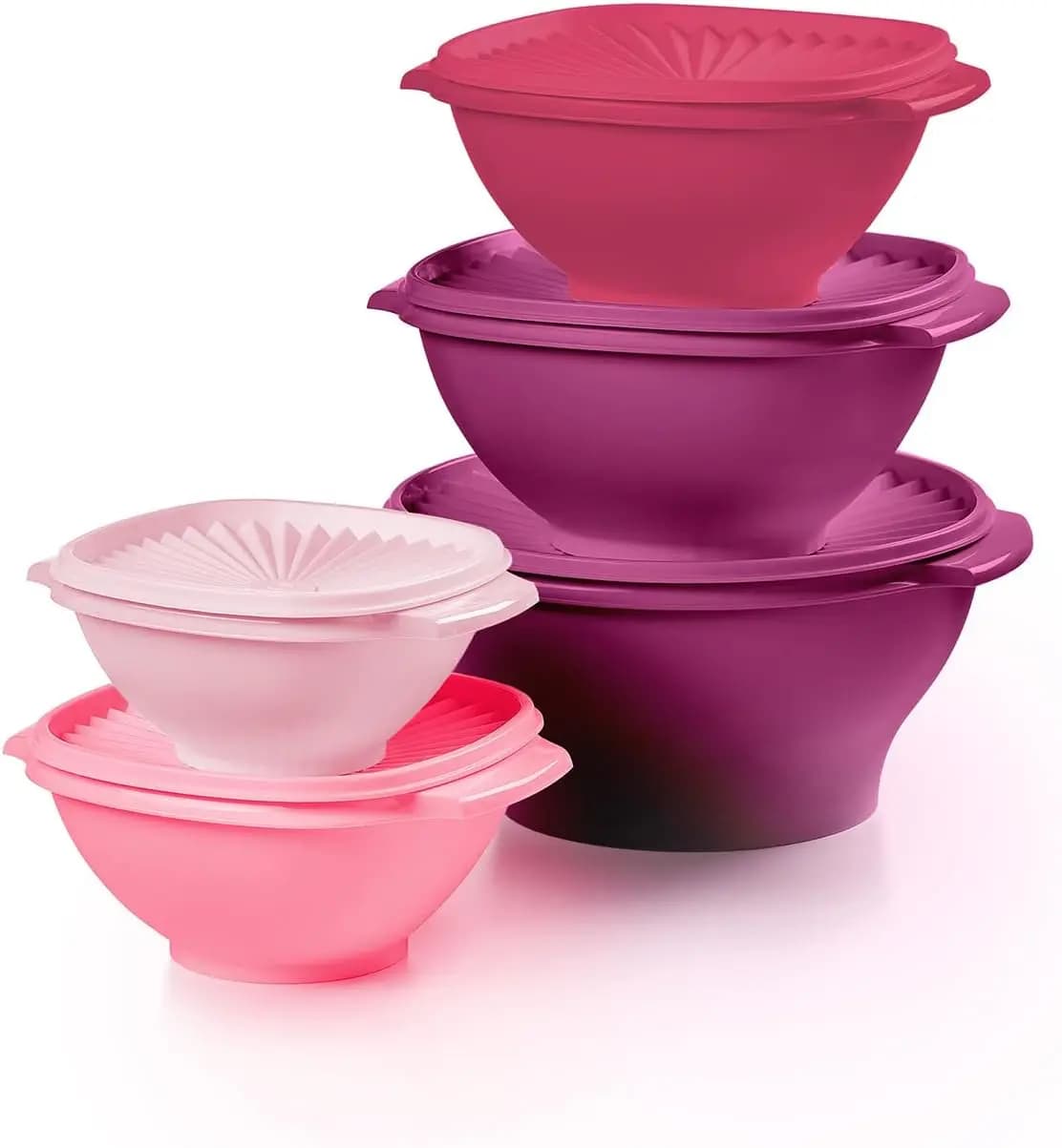 Set di contenitori per alimenti vintage rosa da 10 pezzi, lavabili in lavastoviglie e senza BPA (5 ciotole + 5 coperchi), design di nidificazione salvaspazio