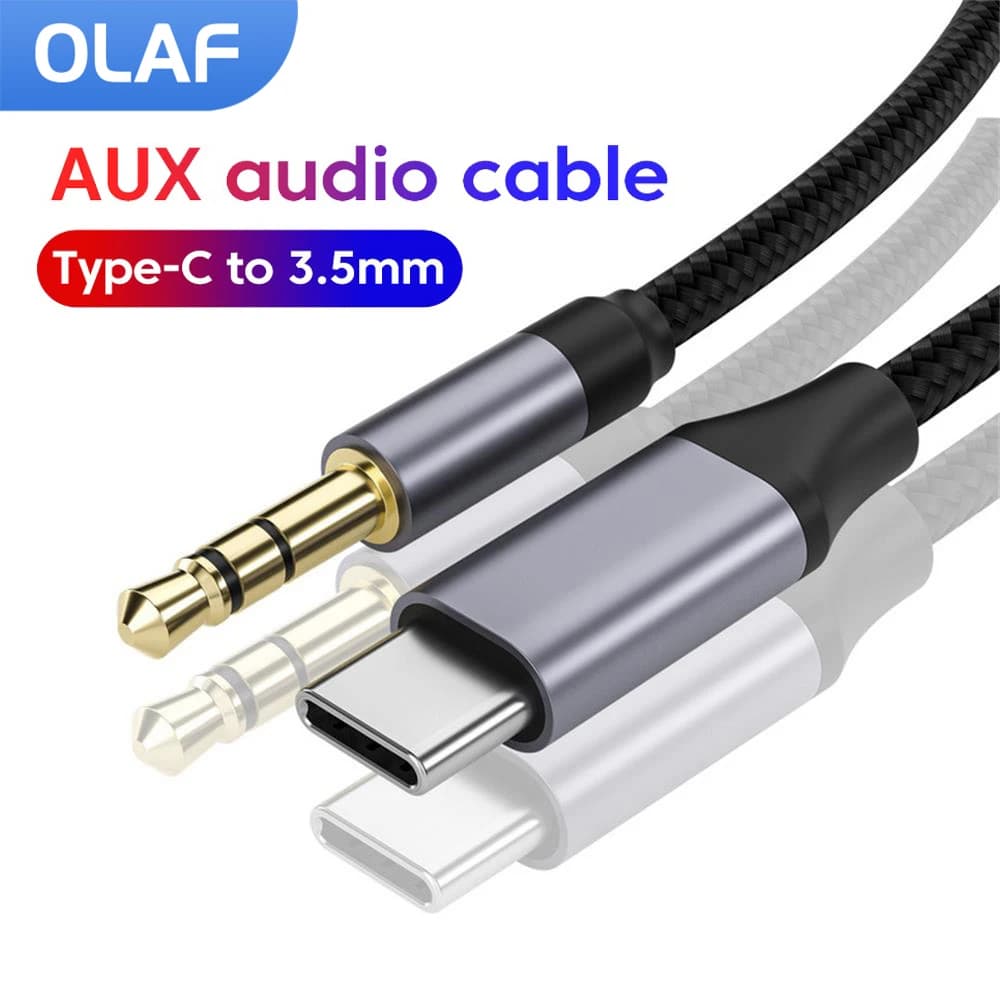 1m 2m USB Type C To 3.5Mm Jack AUX Cable DAC USB-C Audio Adapter for Phone Headphones Car HIFI Stereo Sound Audio Connector