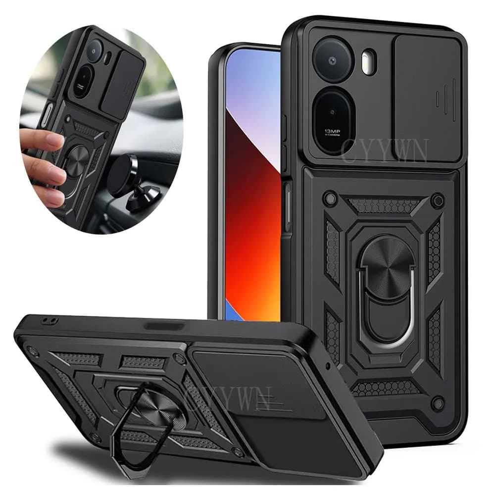 Custodia antiurto con protezione fotocamera e anello magnetico per auto per Redmi A7 Pro 4G e Redmi 15A 4G
