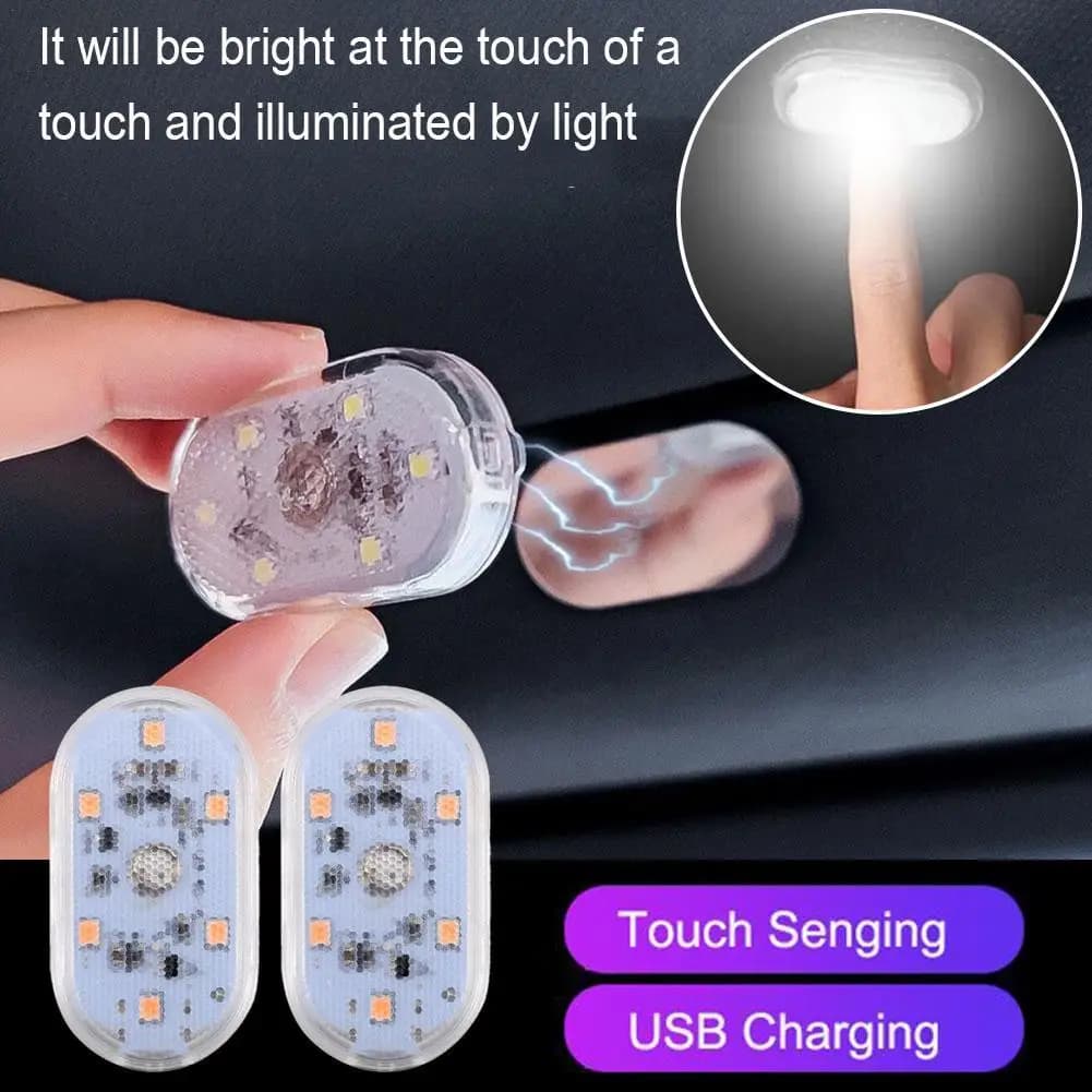 1/2/4PC Mini auto LED luce USB ricarica lampada interna per scatola bracciolo lampada da lettura magnetica touch luce del piede