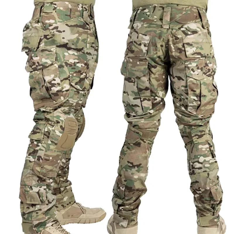 Pantaloni Tattici da Uomo con Protezioni per Ginocchia, Resistenti agli Strappi, Multi-Tasca, Stile Militare, per Lavoro, Escursionismo e Caccia