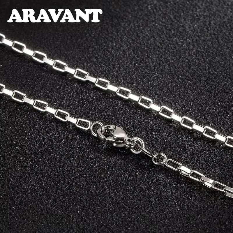 Aravant 925 Silver 2MM Simple Necklace Chain For Women Men Fashion Jewelry