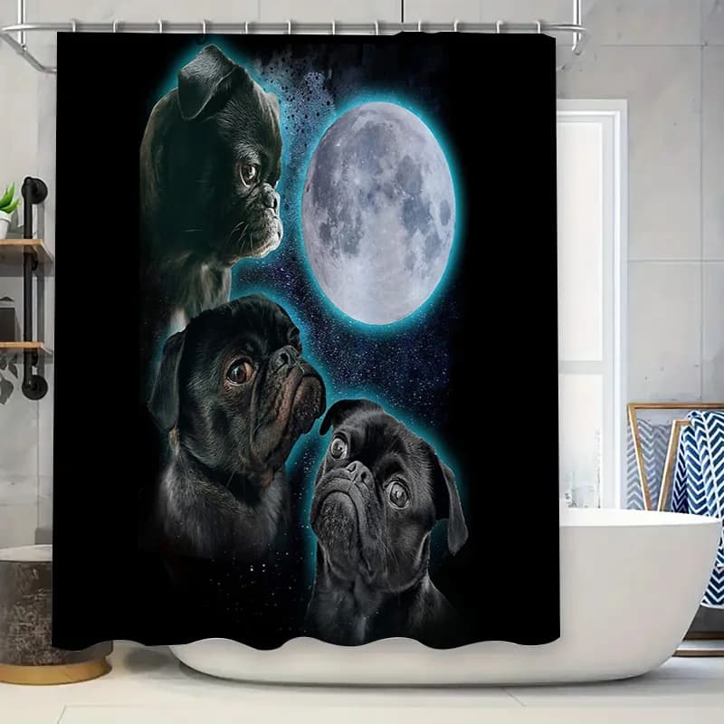 Tenda da doccia per cani Simpatico cucciolo di arredamento per il bagno Regalo per gli amanti degli animali domestici Set impermeabile lavabile per fattoria moderna