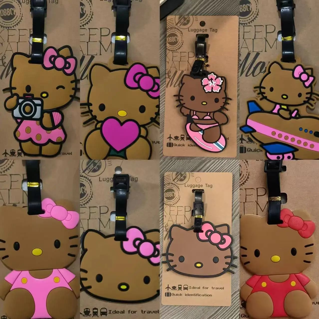10 cm Cartoon Sanrio Anime Kawaii Hello Kitty Etichetta per bagagli Valigia ID Indirizzo Titolare Bagagli Etichette d'imbarco Etichetta portatile