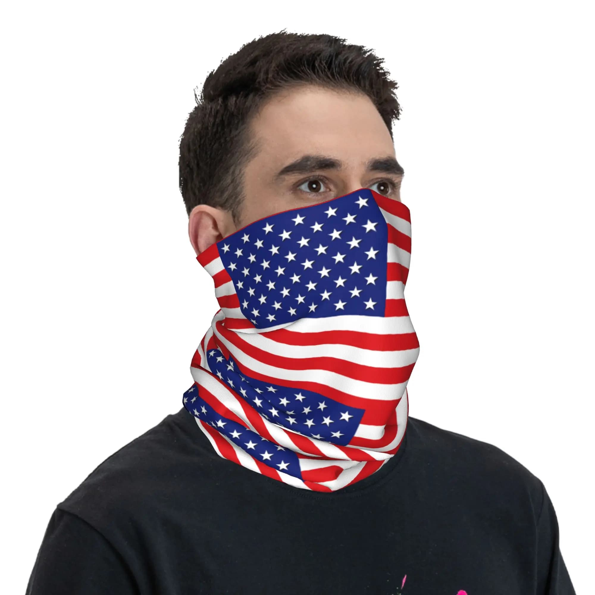 Passamontagna con Bandiera Americana per Ciclismo, Pesca e Equitazione, Maschera Antivento Morbida, Copriviso per Bici, Scaldacollo Divertente Stile Y2K