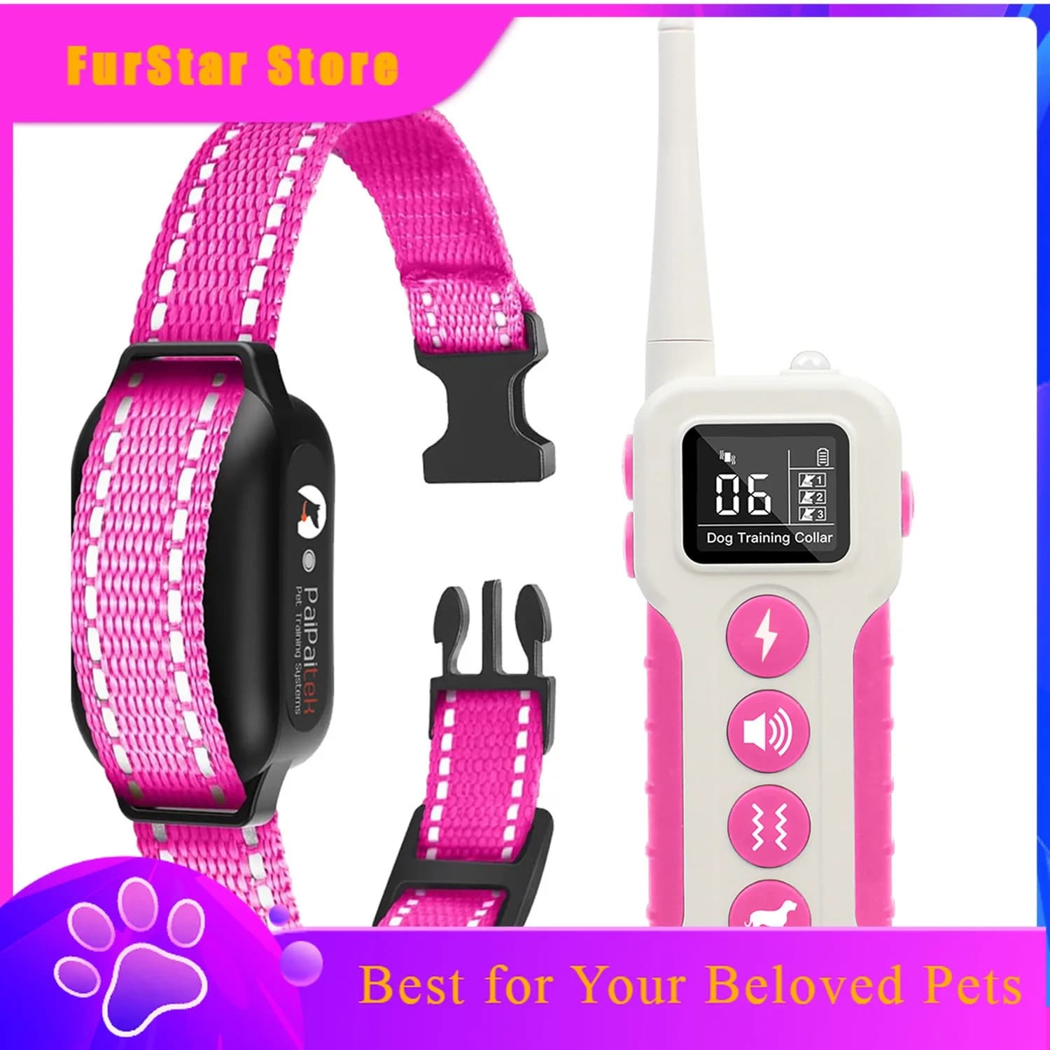 FurStarElectric Training Dog Collar And Remote Shock Dog Collar 3300FT Adjustable Fit