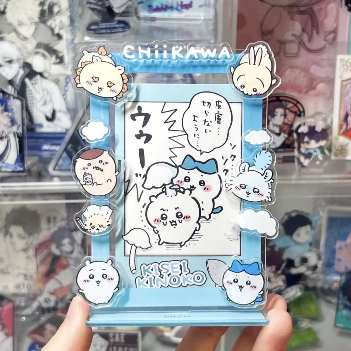 Chiikawa acrylic mini card photo frame, fits Instax mini cards, stable upright display, desktop decoration, everyday display