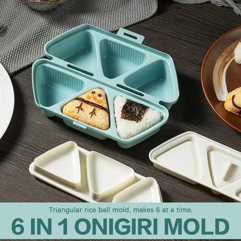Stampo 2-in-1 versatile per onigiri a triangolo, stampo riutilizzabile per bento box, kit per sushi, stampo per sushi per cucina giapponese.