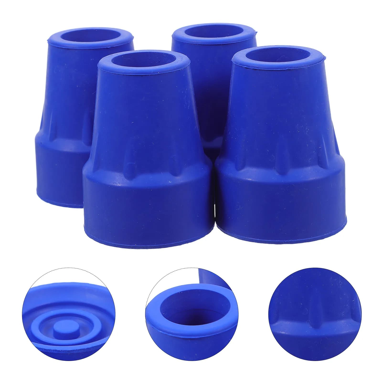 4 Pezzi Punte in Gomma Blu Antiscivolo per Bastoni da Trekking, Ricambi per Bastoni da Passeggio, Resistenti all'Usura e Assorbenti degli Urti in Metallo