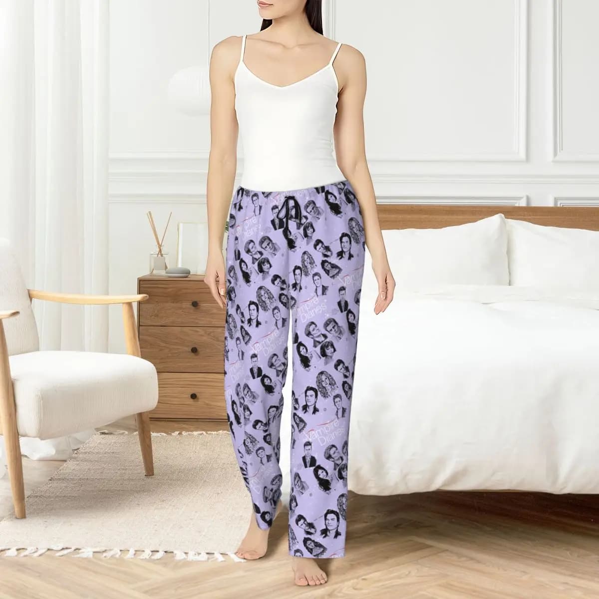Custom pyjamas pants The Vampire Diaries Night pants with coulisse for women's sleep with pockets
