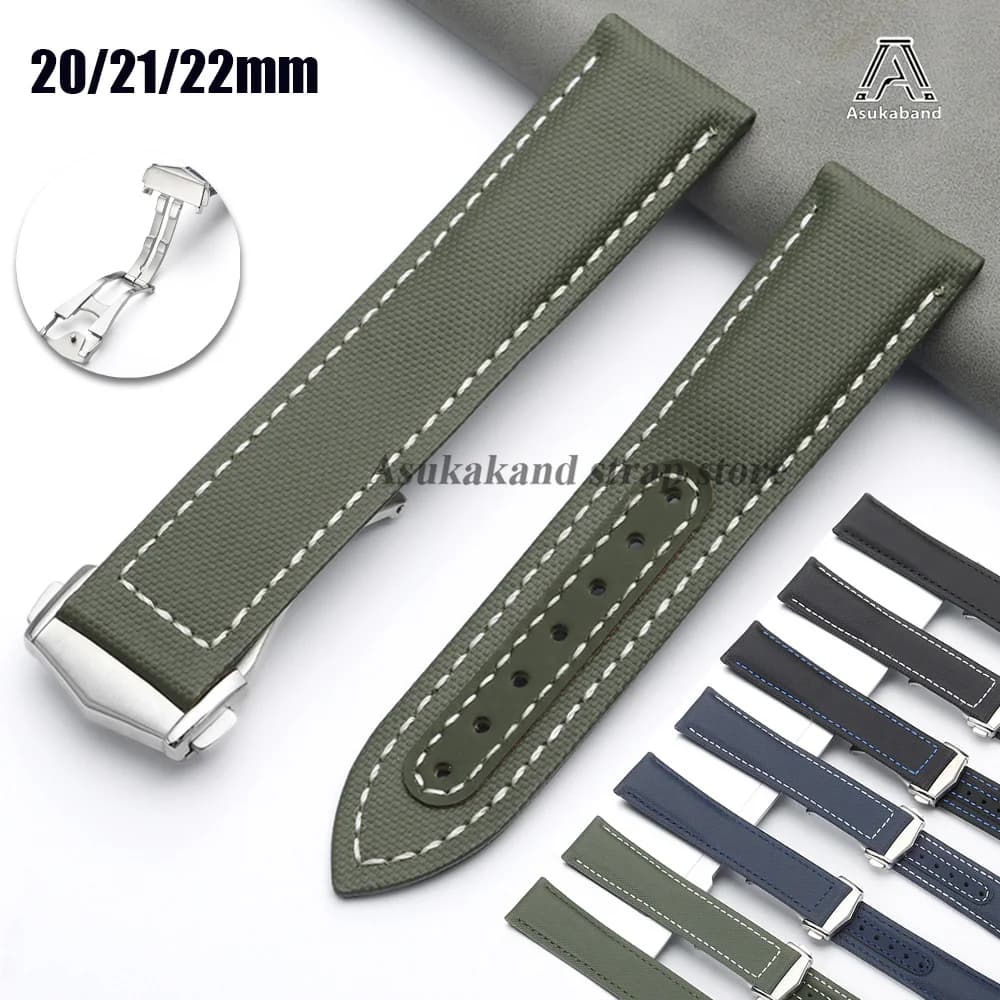 Sailcloth Nylon Watch Strap 20mm 21mm 22mm for Omega Seamaster Strap Universal Leather Watchband for Seiko Canvas Men Bracelets