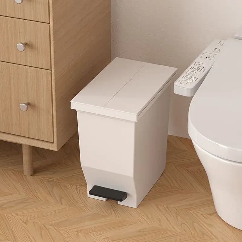 Double Open Cover Wastebasket Pedal-operated Recycle Bin Plastic Largecapacity Kitchen Garbage Can with Rear Wheels Bathroom Bin